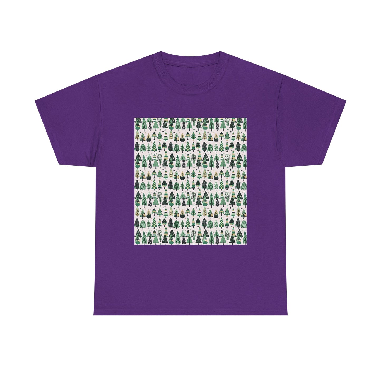 Mini Vintage Green Trees Unisex Heavy Cotton Tee, Medium