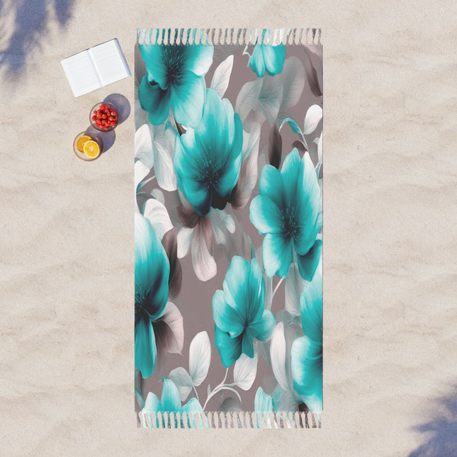 Tif Green Gray Floral Bunch 38" × 81" Boho Beach Cloth
