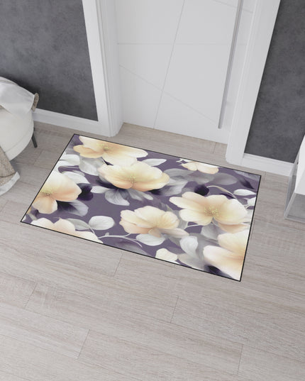 White Blush Floral Bunch Heavy Duty Floor Mat, 36" x 60"