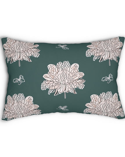 Soft White Floral Butterflies Spun Polyester Lumbar Pillow, 20" x 14"