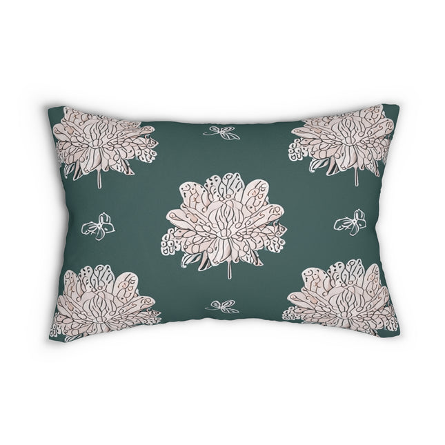 Soft White Floral Butterflies Spun Polyester Lumbar Pillow, 20" x 14"