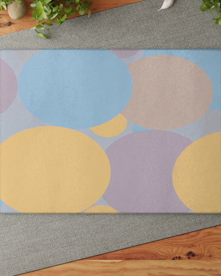 Pastel Baby Blue and Peach Patches 11" x 15" Glass Cutting Board