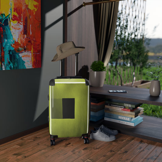 Lemongrass Shadow Small Suitcase with built in lock, 4 double-wheels, telescopic handle, and ABS back hard-shell