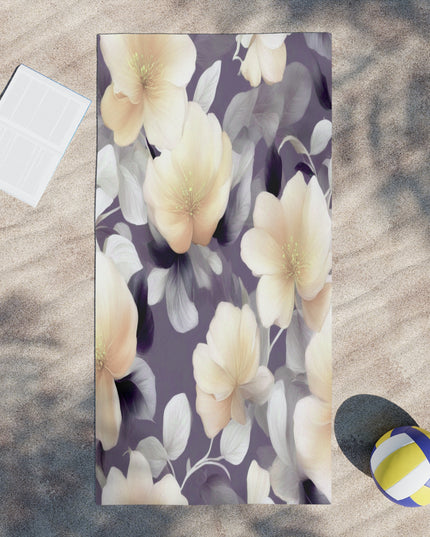 White Blush Floral Bunch Beach Towel, 30" x 60"
