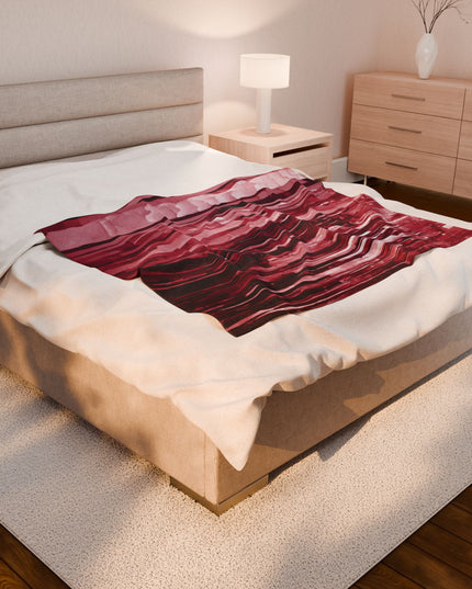 Striped Ruby Velveteen Plush Blanket, 50" x 60"