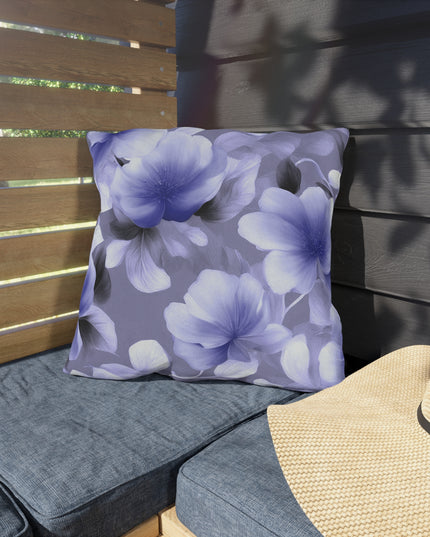 Indigo Blossom Floral Bunch 18" x 18" Outdoor Pillow
