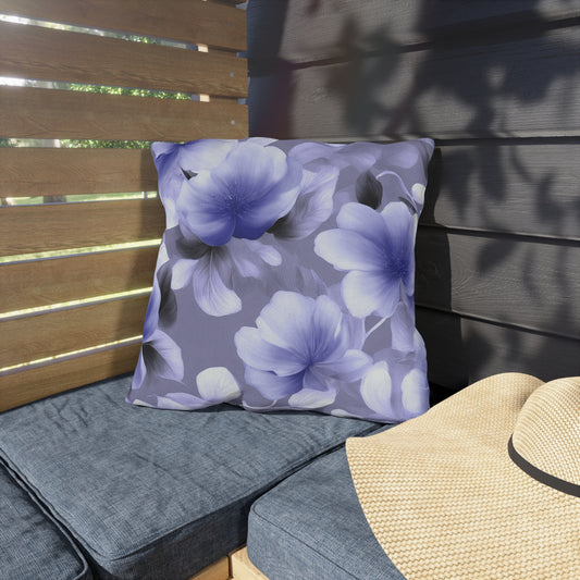 Indigo Blossom Floral Bunch 18" x 18" Outdoor Pillow