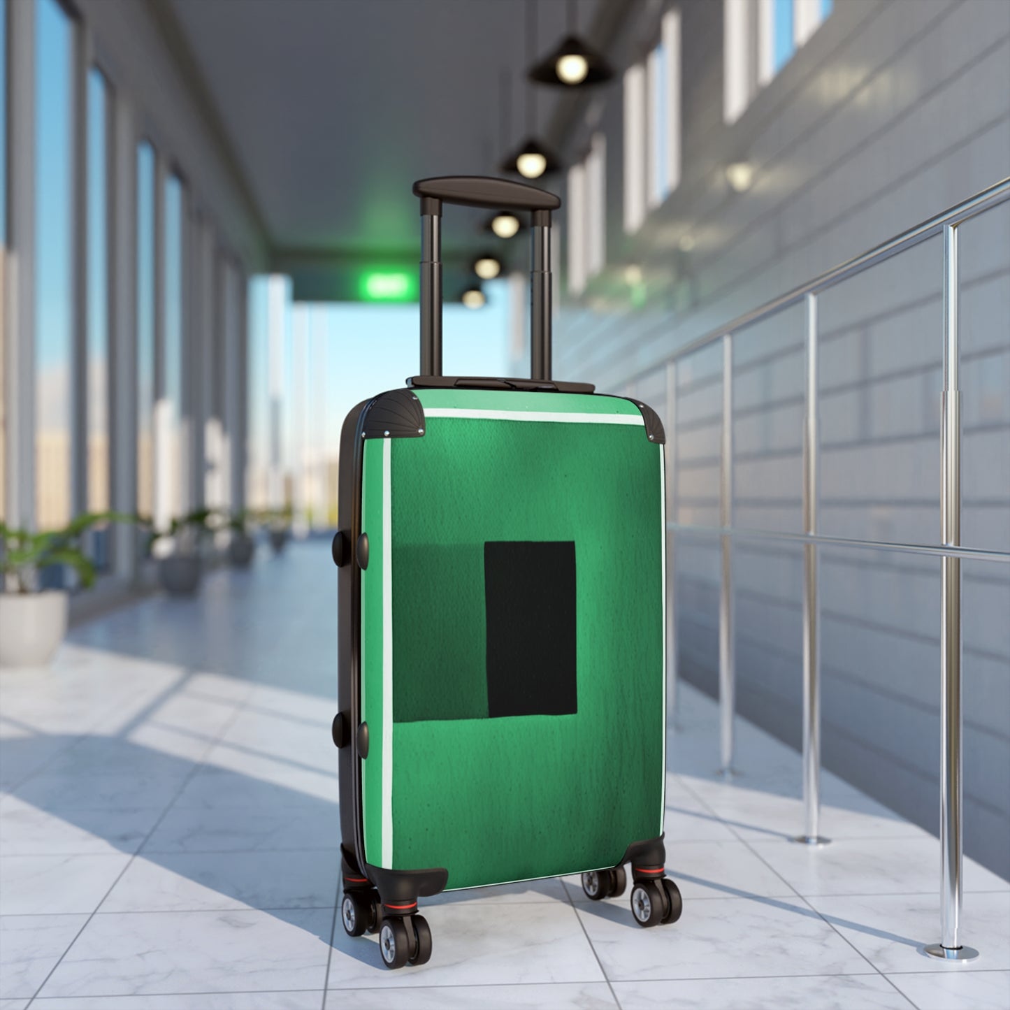 Mint Shadow Small Suitcase with built in lock, 4 double-wheels, telescopic handle, and ABS back hard-shell