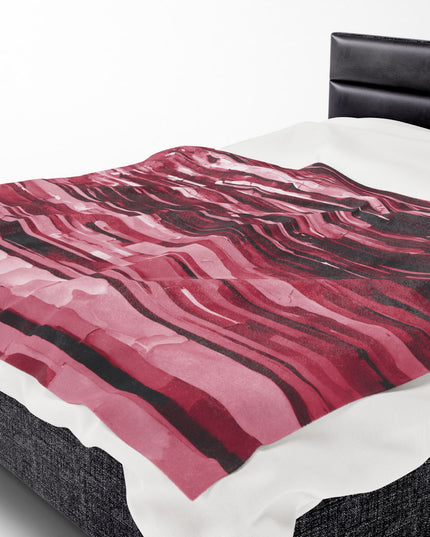 Striped Ruby Velveteen Plush Blanket, 60" x 80"