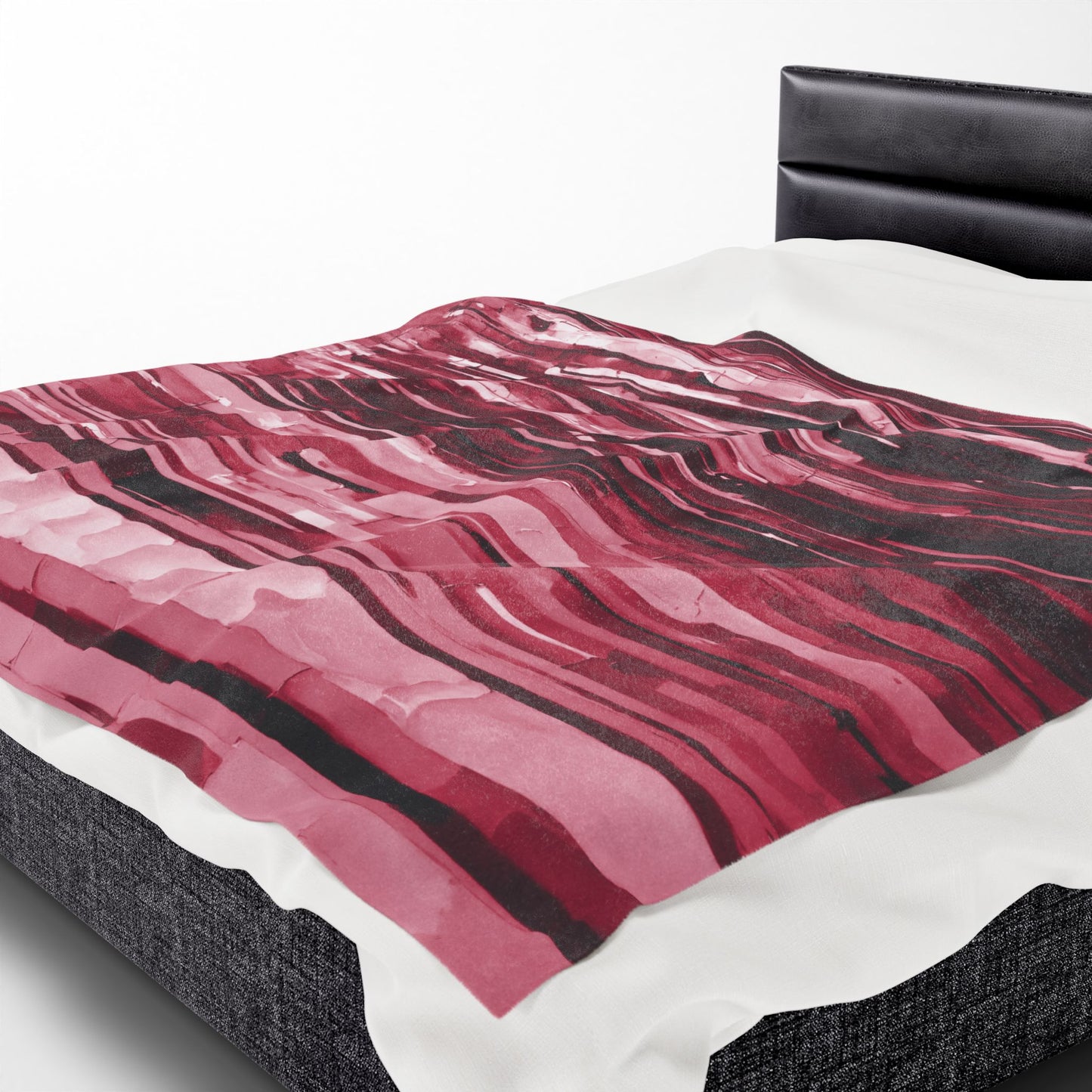 Striped Ruby Velveteen Plush Blanket, 60" x 80"