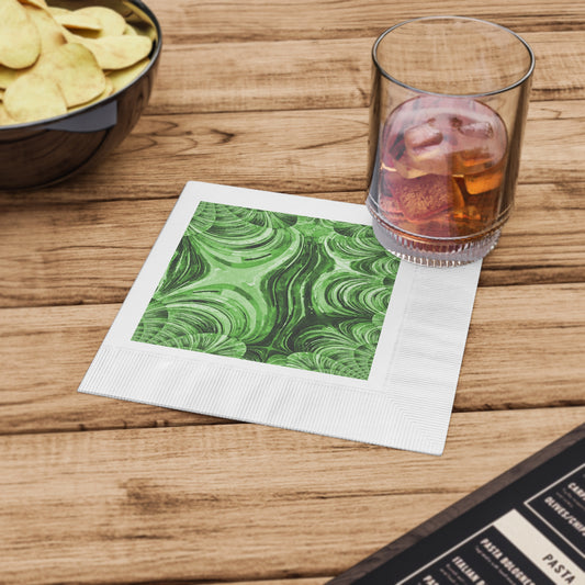Uzi Spiral Mint Pastel White Coined Napkins, 6.5" x 6.5"