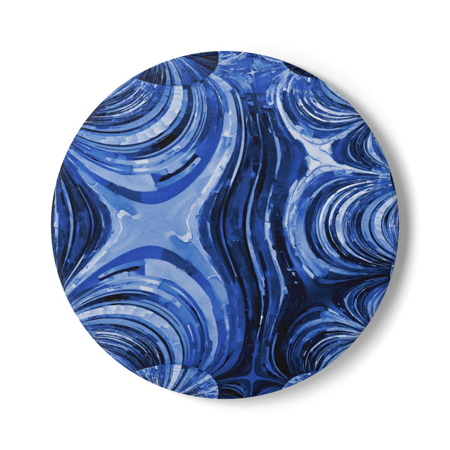 Uzi Spiral Deep Blue 4" x 4" Round Ceramic Coaster