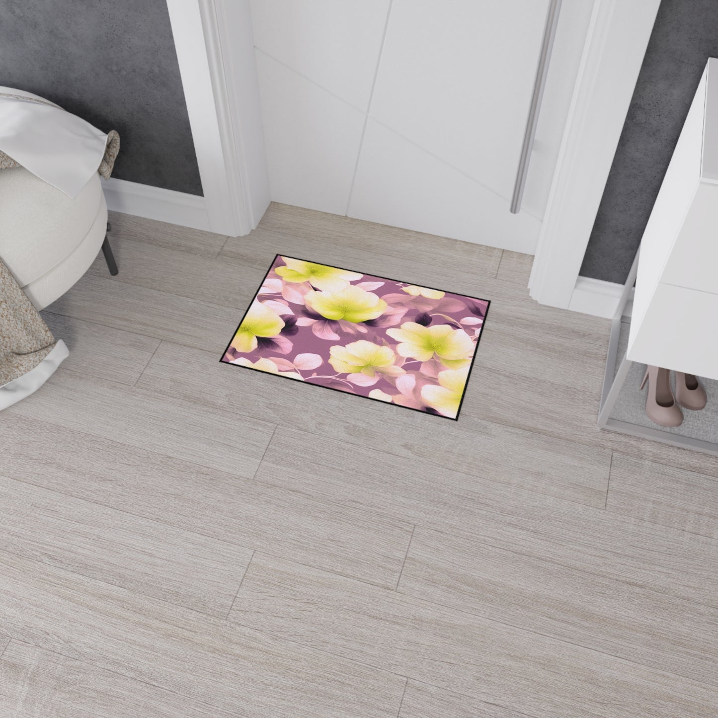 Lemon Blossom Floral Bunch Heavy Duty Floor Mat, 18" x 27"