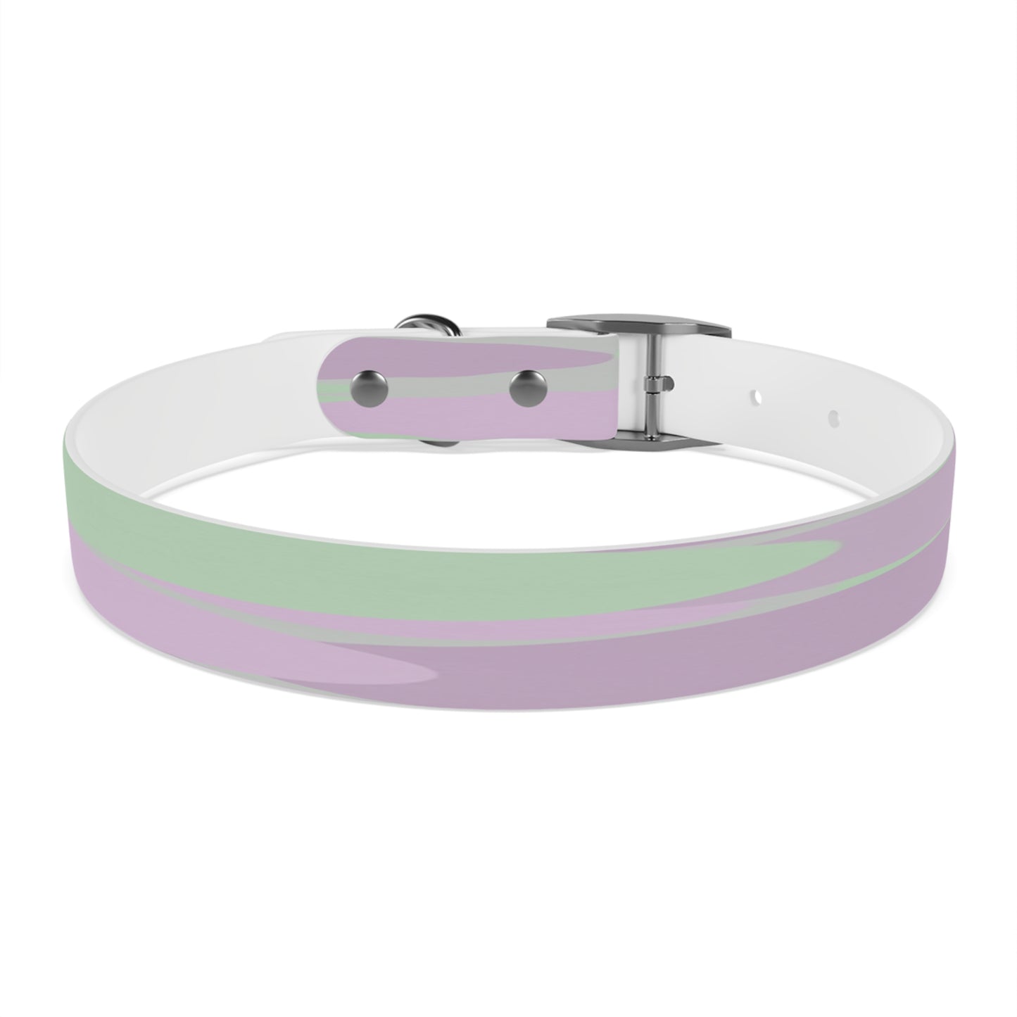 Pastel Lavender Purple and Soft Green Patches Large Dog Collar