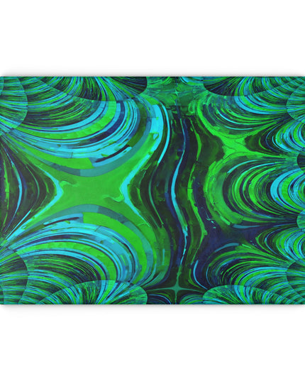 Uzi Spiral Blue Green 11" x 15" Glass Cutting Board