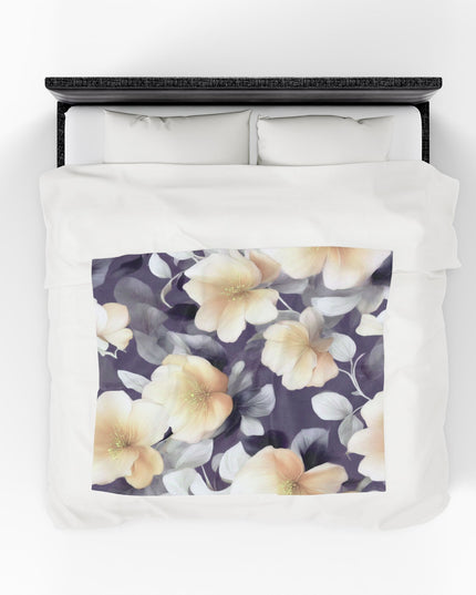 White Blush Floral Bunch Velveteen Plush Blanket, 50" x 60"