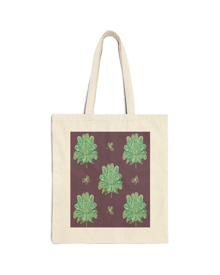 Mint Green Floral Butterflies Cotton Canvas Tote Bag