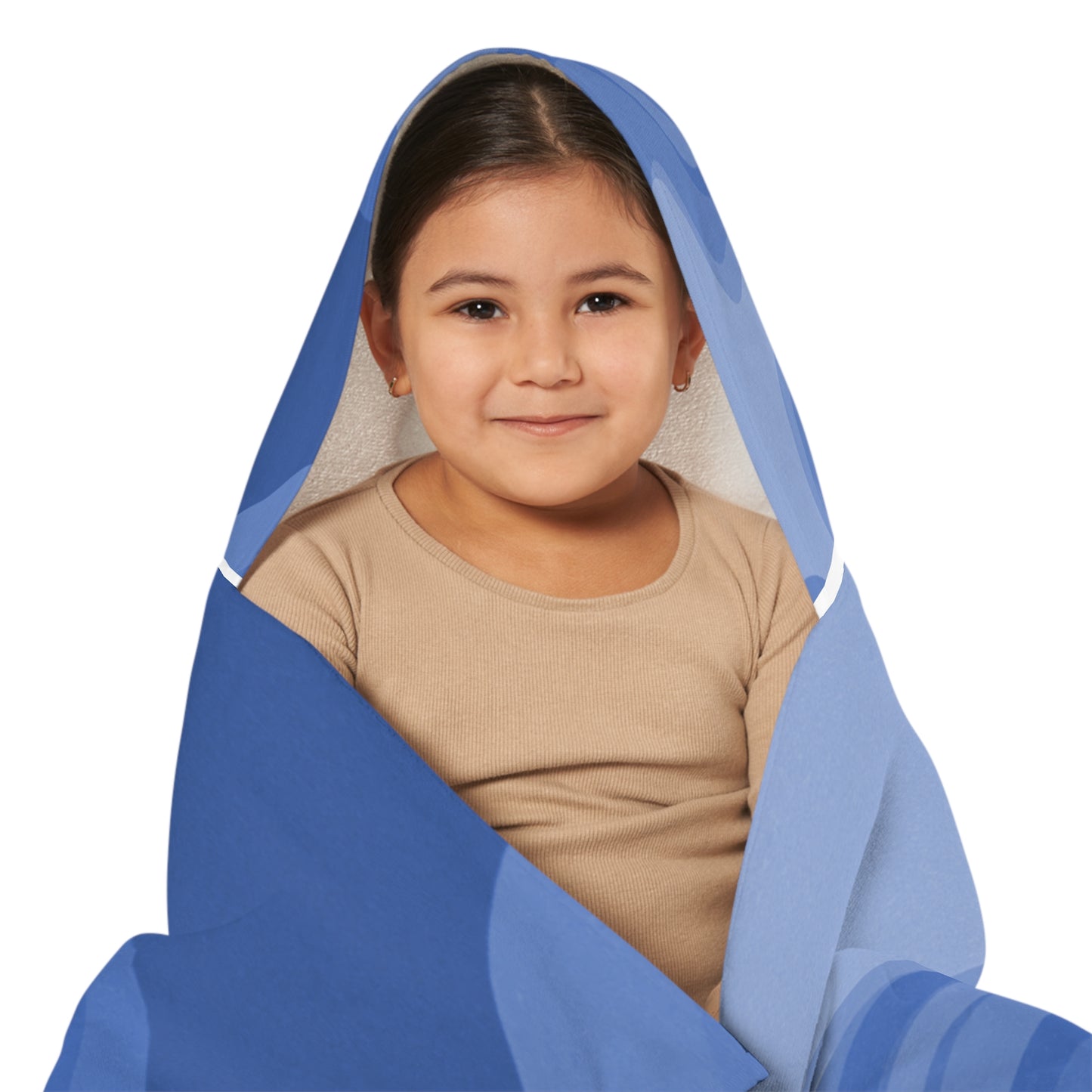 Deep Blue Wavey Youth Hooded Towel, 24" x 48"