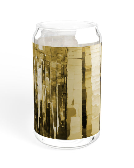 Striped Light Brown Sipper Glass, 16oz
