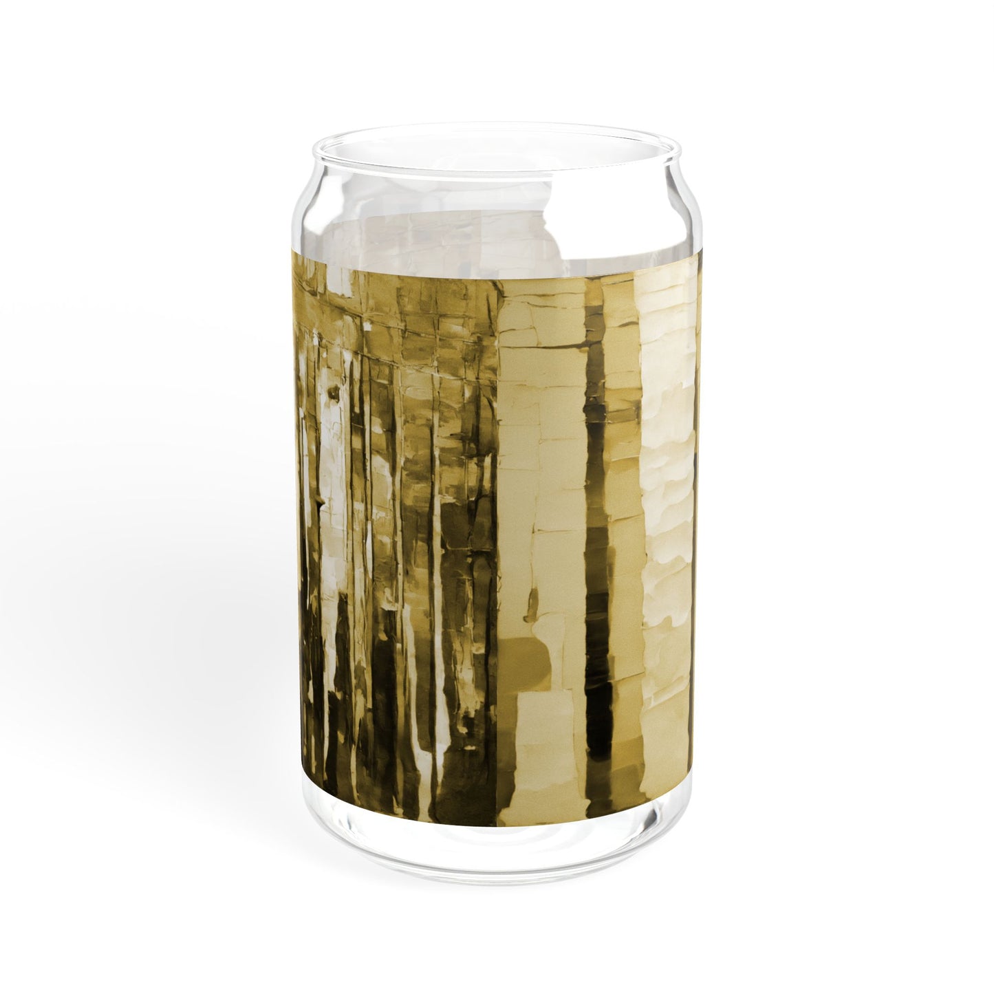 Striped Light Brown Sipper Glass, 16oz
