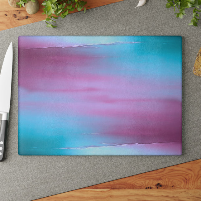 Wine Sea Blue Fog Glass Cutting Board, 11" x 15"