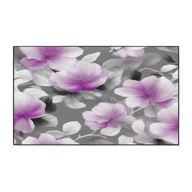 Purple Blossom Floral Bunch Heavy Duty Floor Mat, 36" x 60"