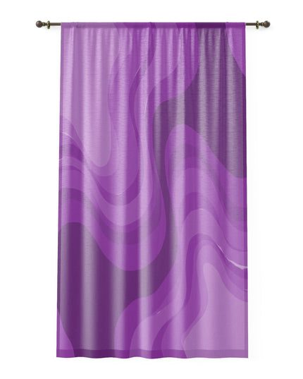 Wavey Purple Wavey Sheer Window Curtain, 50" x 84", partially transparent