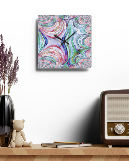 Uzi Spiral Pastels Acrylic Wall Clock, Round or Square, 10.75" x 10.75"