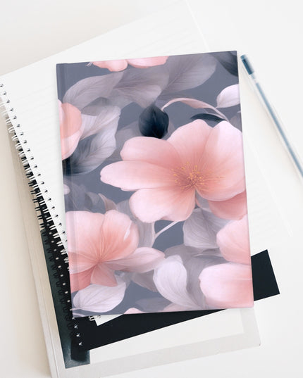 Peach and Blue Gray Floral Bunch Journal - 128 Blank pages, 5" x 7"