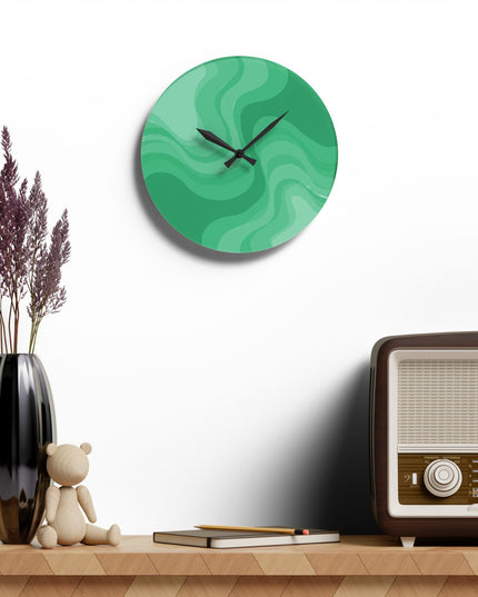 Mint Green Wavey 10.75" x 10.75" Round or Square Acrylic Wall Clock
