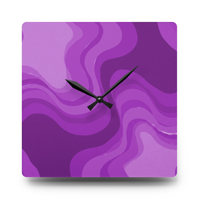 Wavey Purple Wavey 10.75" x 10.75" Round or Square Acrylic Wall Clock