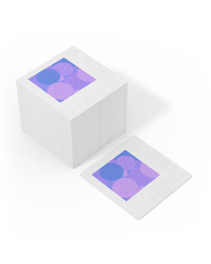 Pastel Purple Family Patches White Coined Napkins, 4.8" x 4.8"