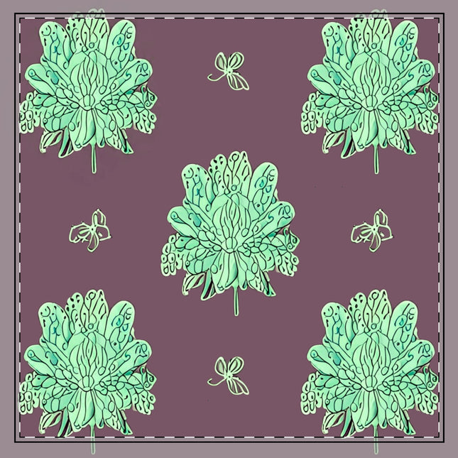 Mint Green Floral Butterflies 22" x 22" Cotton Twill Napkin