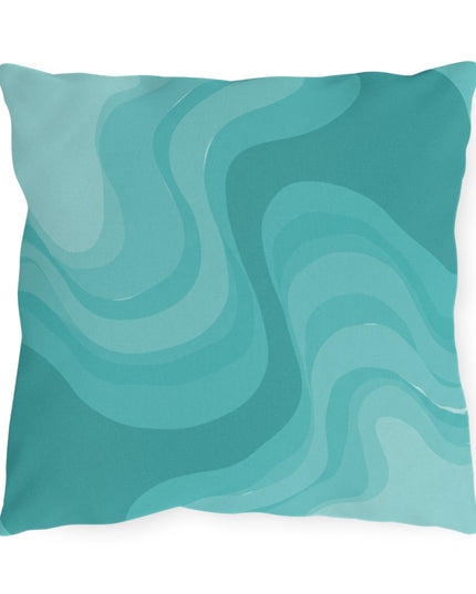 Tif Green Wavey 16" x 16" Outdoor Pillow