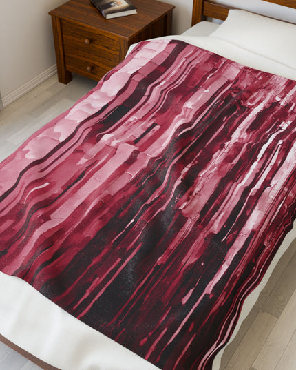 Striped Ruby Velveteen Plush Blanket, 50" x 60"
