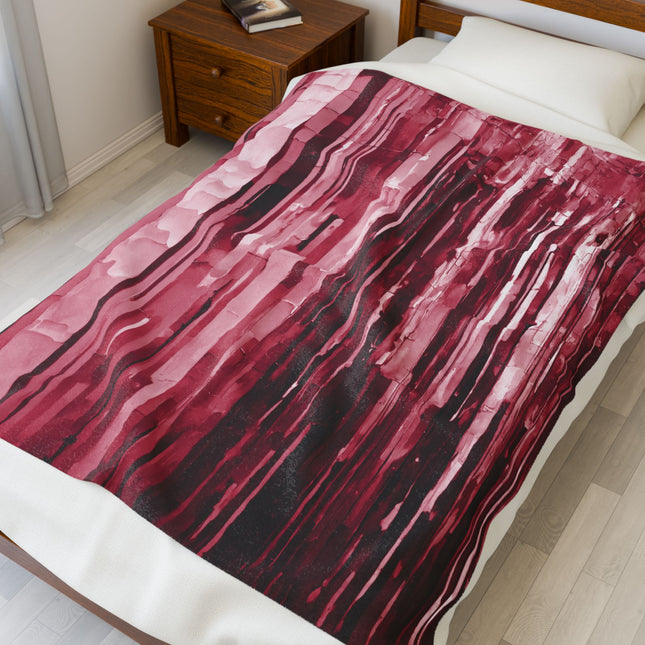 Striped Ruby Velveteen Plush Blanket, 50" x 60"