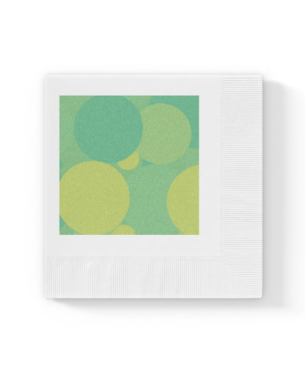 Pastel Green Patches White Coined Napkins, 4.8" x 4.8"