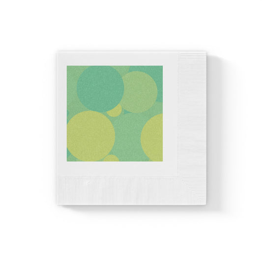 Pastel Green Patches White Coined Napkins, 4.8" x 4.8"