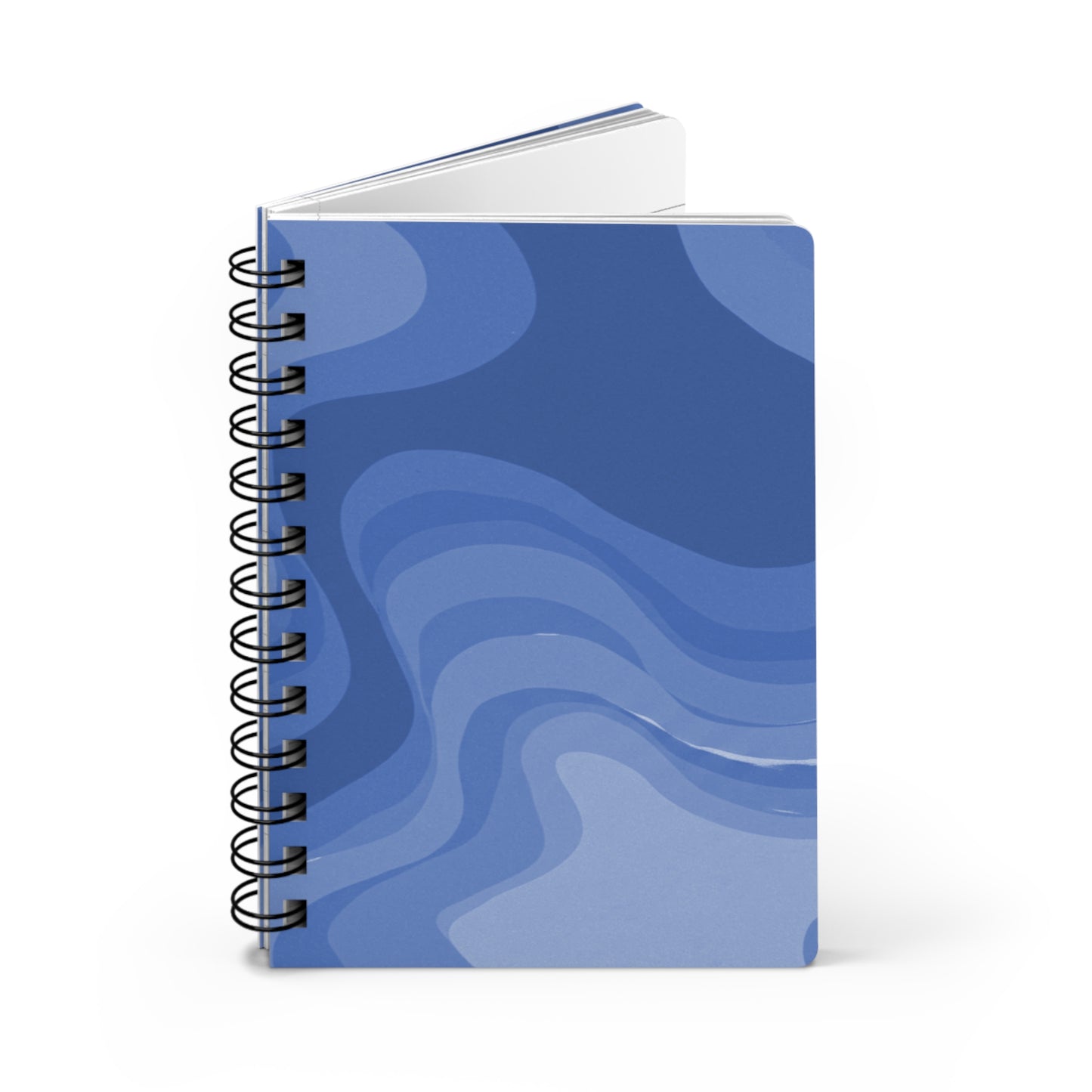Deep Blue Wavey Spiral Bound Journal, 5" x 7" 150 pages