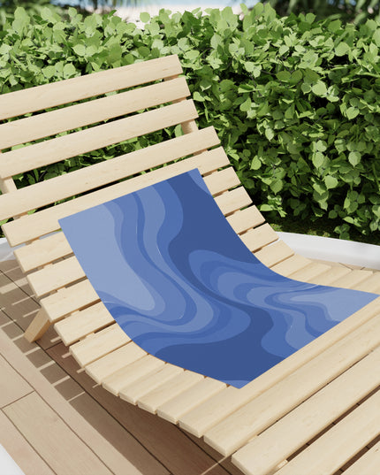 Deep Blue Wavey Beach Towel, 18" x 27"