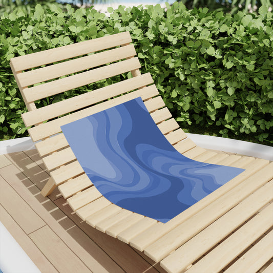 Deep Blue Wavey Beach Towel, 18" x 27"