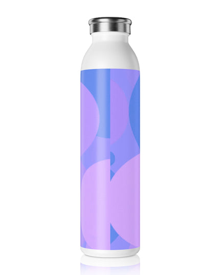 Pastel Purple Family Patches Slim Water Bottle, 20 oz White