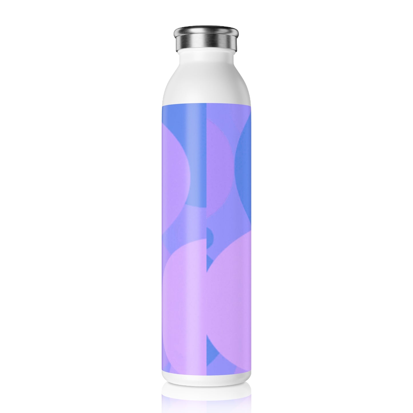 Pastel Purple Family Patches Slim Water Bottle, 20 oz White