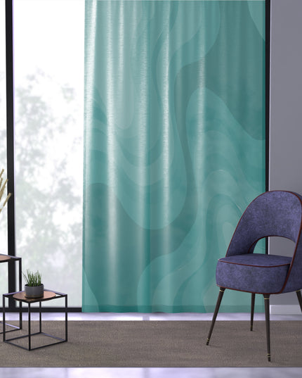 Tif Green Wavey Sheer Window Curtain, 50" x 84", partially transparent
