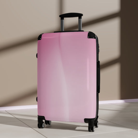 Pink Blush Fade Medium Suitcase with built in lock, 4 double-wheels, telescopic handle, and ABS back hard-shell