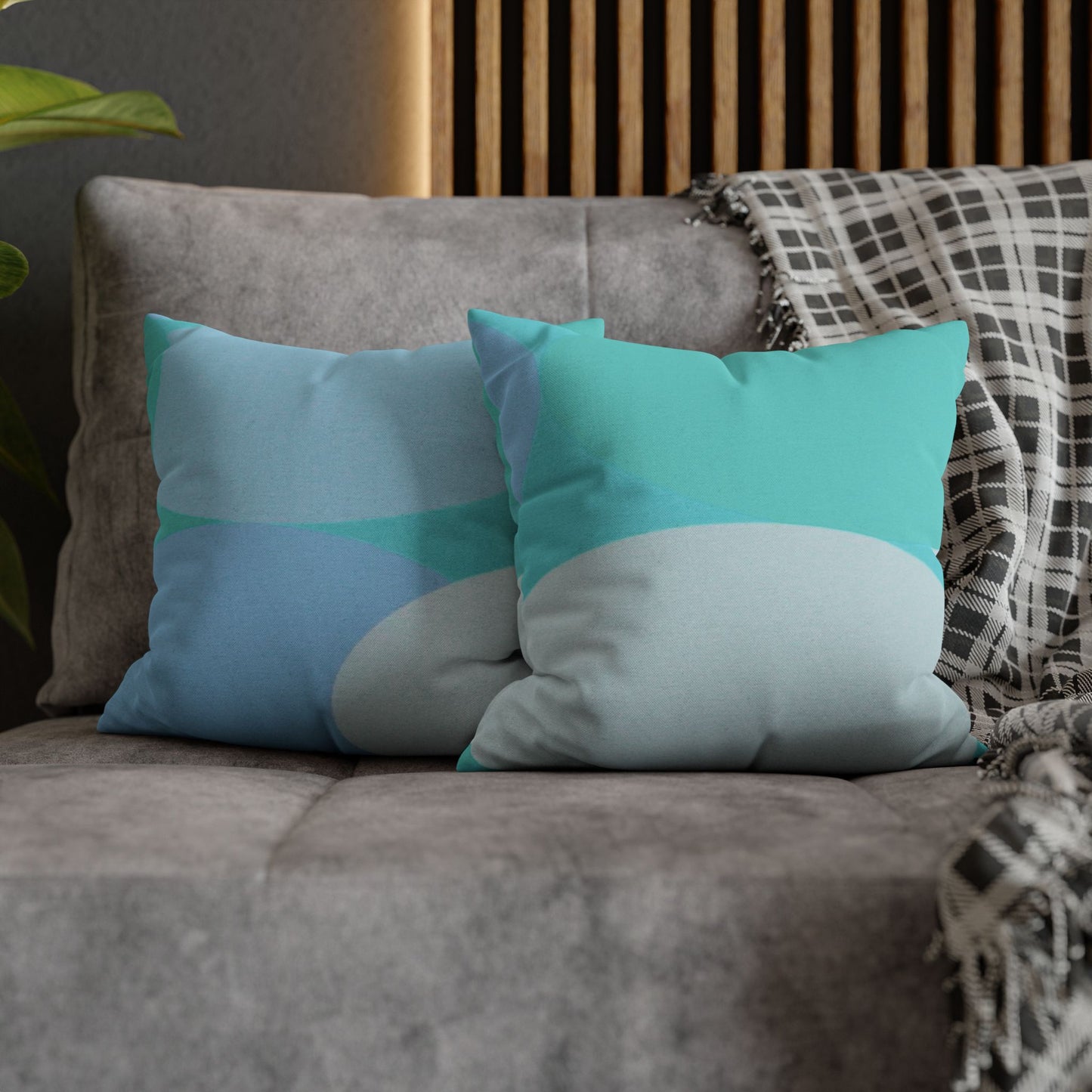 Pastel Tan and Tif Patches Spun Polyester Square Pillowcase, 14" x 14"