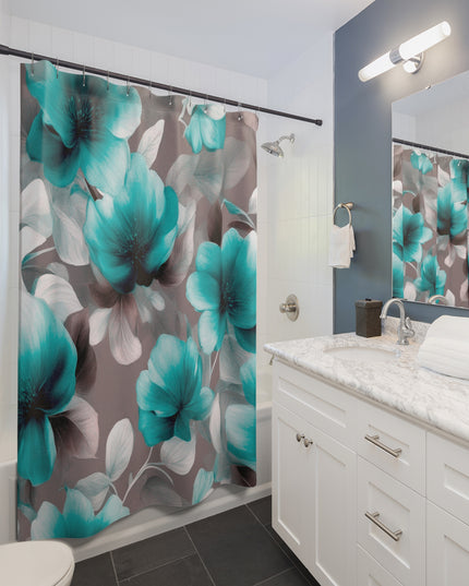 Tif Green Gray Floral Bunch Shower Curtains, 71" x 74"