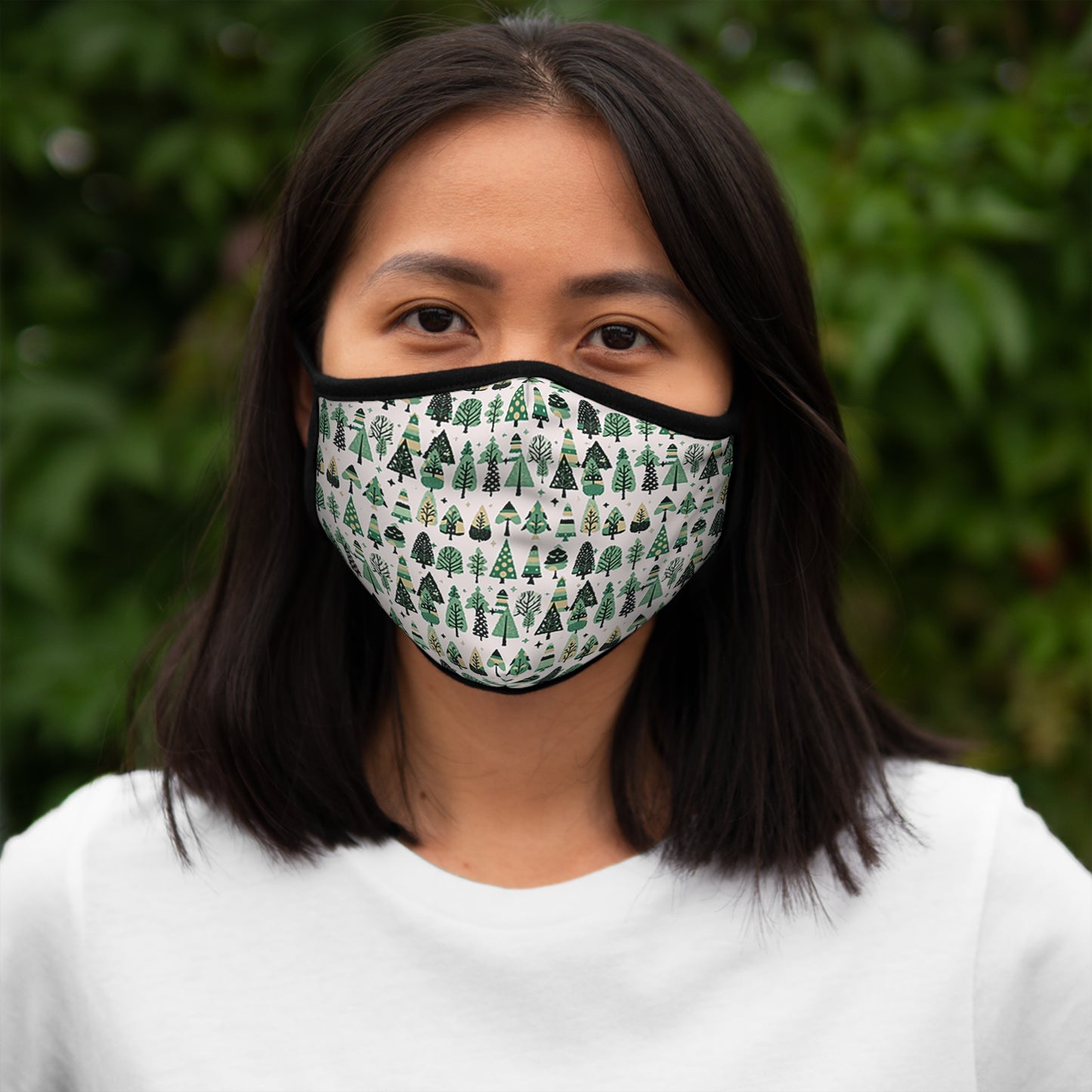 Mini Vintage Green Trees Fitted Polyester Face Mask