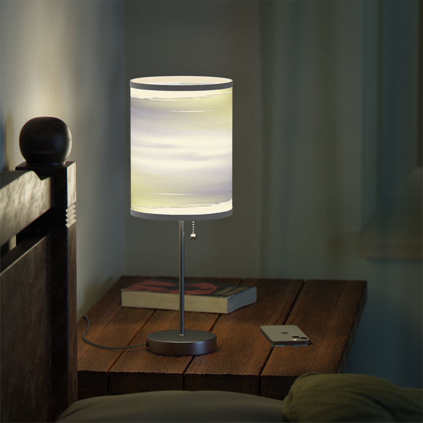 Lavender Sea Golden Fog Table Lamp on a White or Silver Stand, US|CA plug