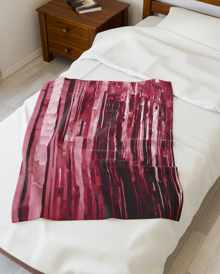 Striped Ruby Velveteen Plush Blanket, 30" x 40"